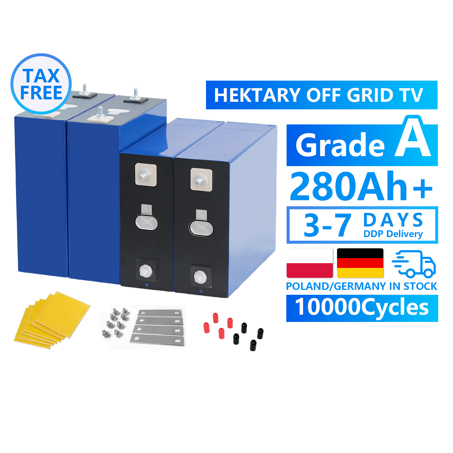 HEKTARY OFF GRID TV EU Stock Hithium 280Ah класс штифты + Шина + винт + фактический 295Ah + 3 ~ 5 дней DDP доставка