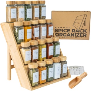 Portaspezie Multilivello da Cucina, Organizzatore a Scala <span class=keywords><strong>in</strong></span> <span class=keywords><strong>Legno</strong></span> per Tavolo, <span class=keywords><strong>Porta</strong></span> Stoviglie e Contenitori per Utensili da Pulizia - Product Image 1