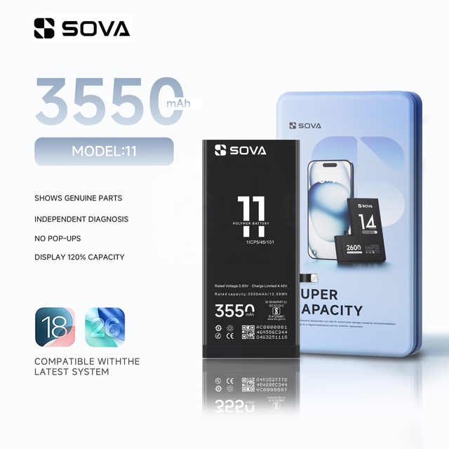 SOVA High Quality Replacement Battery for iPhone 11 120%  High Capacity Batterie