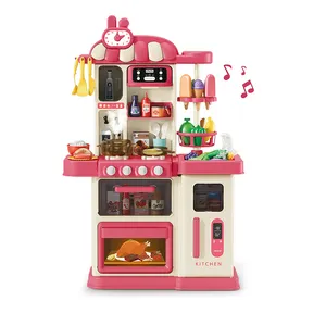 47pcs 82cm Big Kitchen Toy Set Plastic Spraying Kitchen Toy With Light And Sound Educational Kitchen Toys For Children