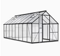 Serre de jardin tunnel moderne en polycarbonate à double porte 6x3x2m, cadre en aluminium, écologique, pour culture hydroponique facile