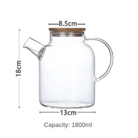 BAMBUS Fontaine à thé moderne Bloom, théière chinoise magique blanche transparente, verre borosilicate résistant à la chaleur, 1,8 L, 1000 ml, carafe