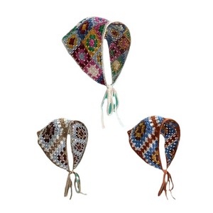 Bandana all'uncinetto alla moda, foulard in maglia, turbante floreale, fasce triangolari <span class=keywords><strong>per</strong></span> capelli da ragazza, accessori <span class=keywords><strong>per</strong></span> capelli - Product Image 5