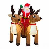 NORCO 6FT Décoration de Noël Gonflable Père Noël, Traîneau et Rennes en Polyester Imperméable, Modèle Gonflable pour Jardin