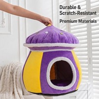 Coussin pour animaux de compagnie en forme de champignon, chaud et douillet pour l'hiver, détachable et lavable, pour petits chiens et chats
