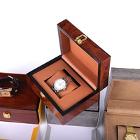Finition peinture bois massif haut de gamme noir marron cuir montre bracelet stockage emballage boîte cadeau