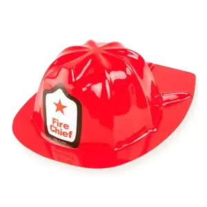 Pafu Party Hat Kids Fireman Role Play Dress up Firefighter Red PVC Helmets for Birthday Cosplay Costume