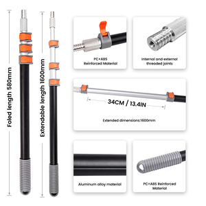 Vara telescópica a granel para redes <span class=keywords><strong>de</strong></span> pesca, barra extensible <span class=keywords><strong>de</strong></span> aluminio con abrazaderas <span class=keywords><strong>de</strong></span> bloqueo y compatibilidad universal con cabezales intercambiables - Product Image 2