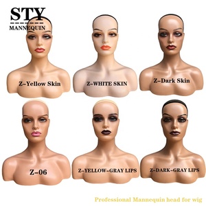 Maniquí busto para sombreros negro mujeres maniquí Peluca de pelo humano al por mayor cabeza de maniquí - Product Image 1