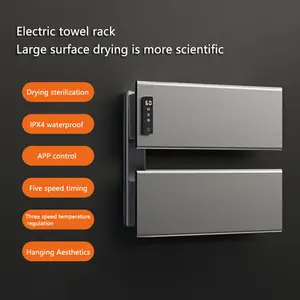 Toallero eléctrico con pantalla táctil para baño, toallero inteligente de secado de placa ancha y temperatura constante, novedad de 2024