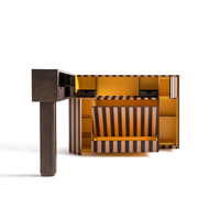Meuble de bar pliable de luxe postmoderne à rayures FENDY, armoire à vin en bois multi-compartiments avec tiroirs cachés pour bar à domicile