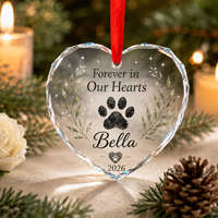 Adorno Navideño de Cristal Transparente con Impresión UV Personalizable, Decoración Colgante en Forma de Corazón o Redonda para Regalos Navideños