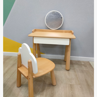 Ensemble de table en hêtre massif avec miroir, bureau de maquillage moderne pour enfants avec tiroirs pour chambre à coucher, centre de jeu dramatique préscolaire