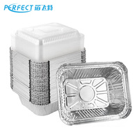 Barquettes alimentaires rectangulaires jetables en aluminium avec couvercles, pour préparation de repas et barbecue, 220 ml, qualité alimentaire