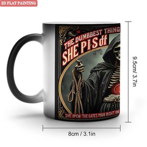 Tasse magique givrée noire 11oz en céramique, mug thermosensible changeant de couleur, pour la maison et le bureau - Product Image 1