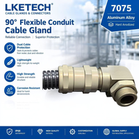 LKETECH Presse-étoupe flexible en aluminium 7075, étanche IP68, taille M25 pour câble de 10-14 mm, résistant à la corrosion