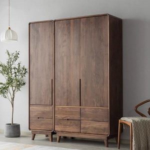 Armoire contemporaine en bois massif, grande capacité de rangement, double porte, design moderne pour chambre de luxe - Product Image 6