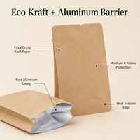 Sachets miniatures en papier kraft brun avec doublure en aluminium pur pour échantillons de thé et café, style SHEYU TEA, personnalisables avec logo OEM