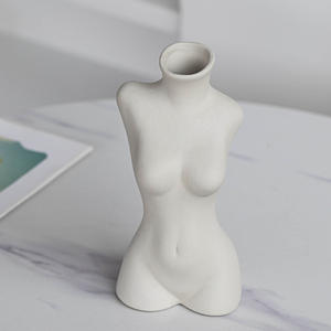 Florero blanco Simple con logotipo personalizado para mujer, de cerámica para miniflorero arte corporal, para secar el trasero, para interior, con forma de cuerpo femenino, venta al por mayor - Product Image 5