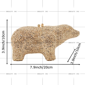 Women Polar Bear Rhinestone <b>Clutch</b> Purse Luxury Crystal Evening Bag Removable Chain Handbag for Tea Party Vacation - Product Image 6