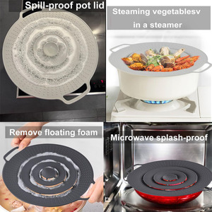Couvercle de casserole en silicone, bouchon anti-éclaboussures pour aliments chauffés à la vapeur, protecteur d'ébullition, cuisine, cuisson, lave-vaisselle, vente en gros - Product Image 3