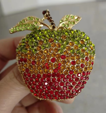 アクセサリー Apples Rhinestone Apple Brooch Pin - Fashion Crystal Ornament