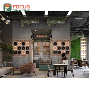 ชั้นวางสินค้ากาแฟหรูหรา แผงไม้ระแนงสำหรับจัดแสดงกาแฟบรรจุถุง ชั้นวางโชว์เบเกอรี่คาเฟ่ - Product Image 5