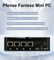 Mini gabinete Firewall Router 4Lan Dual COM HD Display Quad Core J4125 CPU Ubuntu Linux OpenVPN OPN OS Industrial Pc Computer