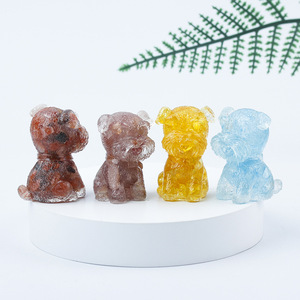 Figura Decorativa <span class=keywords><strong>de</strong></span> Perro Cachorro <span class=keywords><strong>de</strong></span> Resina con Grava <span class=keywords><strong>de</strong></span> Cristal, Amatista y Citrino para Decoración del Hogar, Venta al por Mayor - Product Image 4