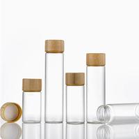 Flacon compte-gouttes en verre borosilicate de haute qualité avec couvercle en bambou et bouchon à vis, 30ml, 50ml, 60ml, 80ml, 100ml