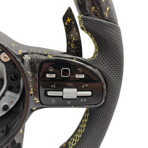 Volant en fibre de carbone forgé doré avec LED pour <span class=keywords><strong>Mercedes</strong></span> Benz W221 W222 W212 W213 GLE W167 W164 Classe C W205 <span class=keywords><strong>C300</strong></span> <span class=keywords><strong>4matic</strong></span> 2015 - Product Image 4