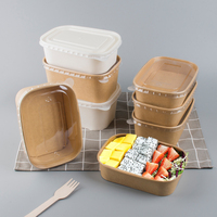 Bol en papier rectangulaire jetable, peu encombrant, anti-fuite, pour plats à emporter, boîte bento écologique pour la restauration rapide