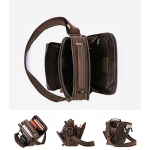 Vintage Crazy Horse Leather Men Messenger Shoulder Crossbody Bag Canvas Cross Body Bag for Men and Women - Product Image 3