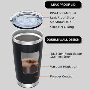Custom logo 20oz 30oz <b>Double</b> <b>Wall</b> Insulated Powder Coated Tumbler Vacuum Cup Thermal Stainless Steel Coffee Travel Mug with Lid - Product Image 2