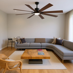 Ventilador de techo LED con 8 aspas de madera, control remoto, regulable, temperatura de color ajustable, para sala de estar, dormitorio, comedor - Product Image 2