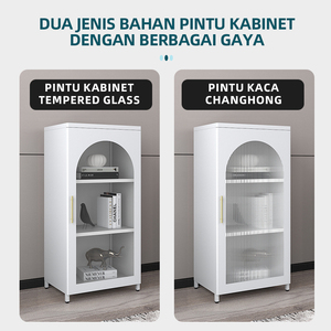 Armoire de cuisine moderne en acier avec portes en verre coloré au design nervuré pour le salon - Product Image 2