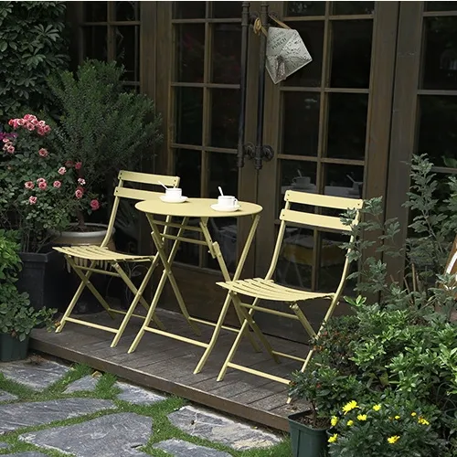 مصممة بسيطة المحمولة قابلة للطي حديقة الفناء المعادن قابلة للطي شرفة الكراسي في الهواء الطلق والطاولة