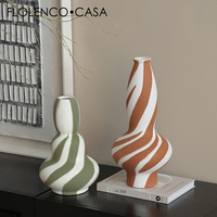 Vase à fleurs en céramique et porcelaine, style nordique moderne, haut, avec ruban, pour décoration de table, personnalisable, OEM/ODM, vente en gros