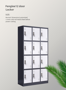 Armoire de rangement métallique en acier à 12 compartiments avec serrure à clé et structure démontable - Product Image 4