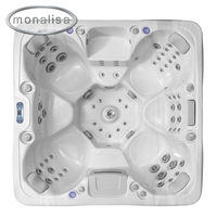 Spa extérieur de luxe à jets multi-niveaux - Bain à remous professionnel pour 7 personnes avec jets ciblés pour soulager les épaules, le dos et les jambes.