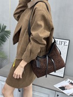 Sac à bandoulière pour femme, grand format, tendance, motif léopard rétro, personnalisé, marron, sac fourre-tout