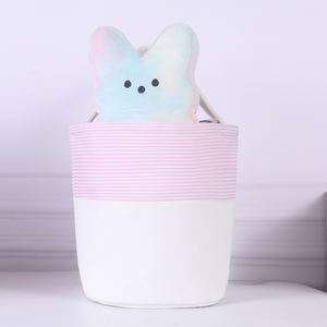 Panier de Pâques <span class=keywords><strong>en</strong></span> tissu à carreaux pour la chasse aux œufs, lapin, enfants, rayures, paniers de Pâques simples, panier pour bébé - Product Image 6