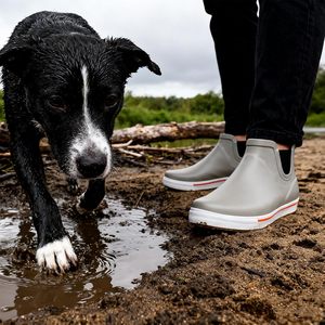 Bottes de pluie en caoutchouc légères et imperméables unisexes mi-mollet avec haute adhérence pour toutes les saisons, pêche, jardinage, <span class=keywords><strong>camping</strong></span> - Product Image 3