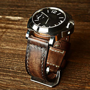 حزام ساعة جلد باهت سريع الإصدار مصنوع يدويًا من الجلد مخصص مخيط يدويًا كلاسيكي فاخر للرجال ناعم 10 ، - Product Image 3