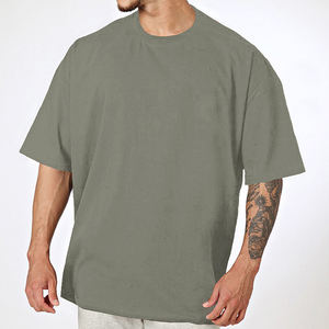 เสื้อยืดลำลองธรรมดาแบบสั่งทำเสื้อยืดโอเวอร์ไซส์ผ้าฝ้าย100% พรีเมี่ยมทรงบ็อกซี่ฟิตเนส - Product Image 4