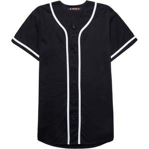 Maillot de baseball Ealer pour homme, manches courtes, coupe classique, chemise de sport noire boutonnée avec bordure blanche pour le baseball et les occasions décontractées - Product Image 3