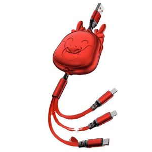 Cable de datos de carga rápida 3 en 1, retráctil, USB A a Lightning, Micro USB tipo C, 100W, para Apple, Android, tipo C, año del dragón - Product Image 5