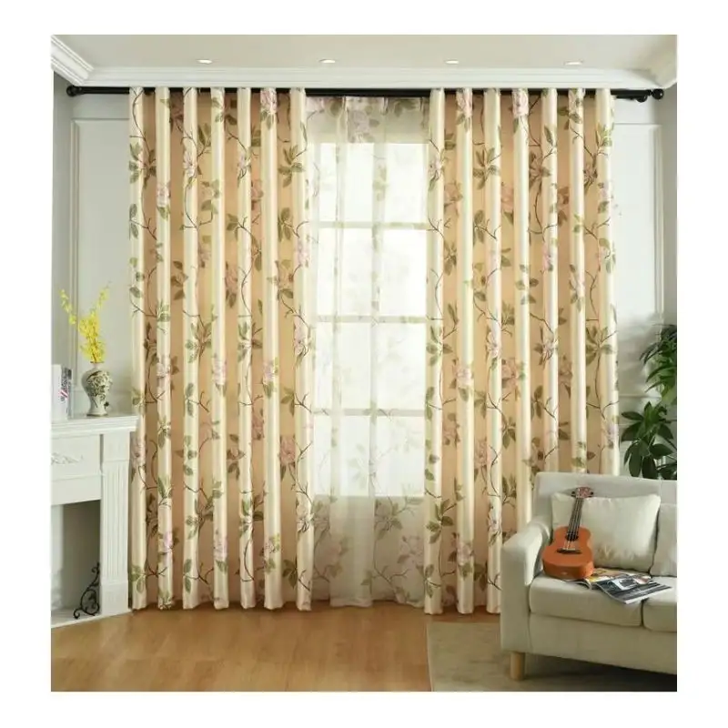 Cortinas estampadas de estilo tropical, pantallas de ventana estampadas