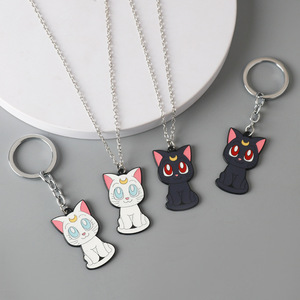 Mignon chat <span class=keywords><strong>Luna</strong></span> Anime mode pendentif porte-clés personnalisé en alliage de Zinc personnage de dessin animé écologique collier léger - Product Image 1