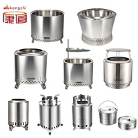 Déflecteur de chaleur KZ KZ-D pour foyer extérieur, en acier inoxydable 304, pliable, portable, diffuseur de chaleur pour brûleur à bois, accessoires de camping et d'extérieur